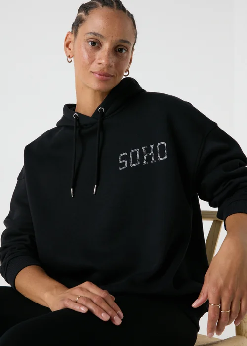 Black Sequin Soho Hoodie - S Image 1