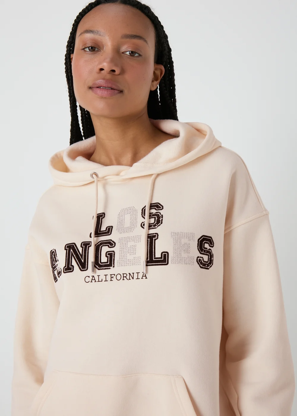 Cream Sequin LA Hoodie - S Image 1