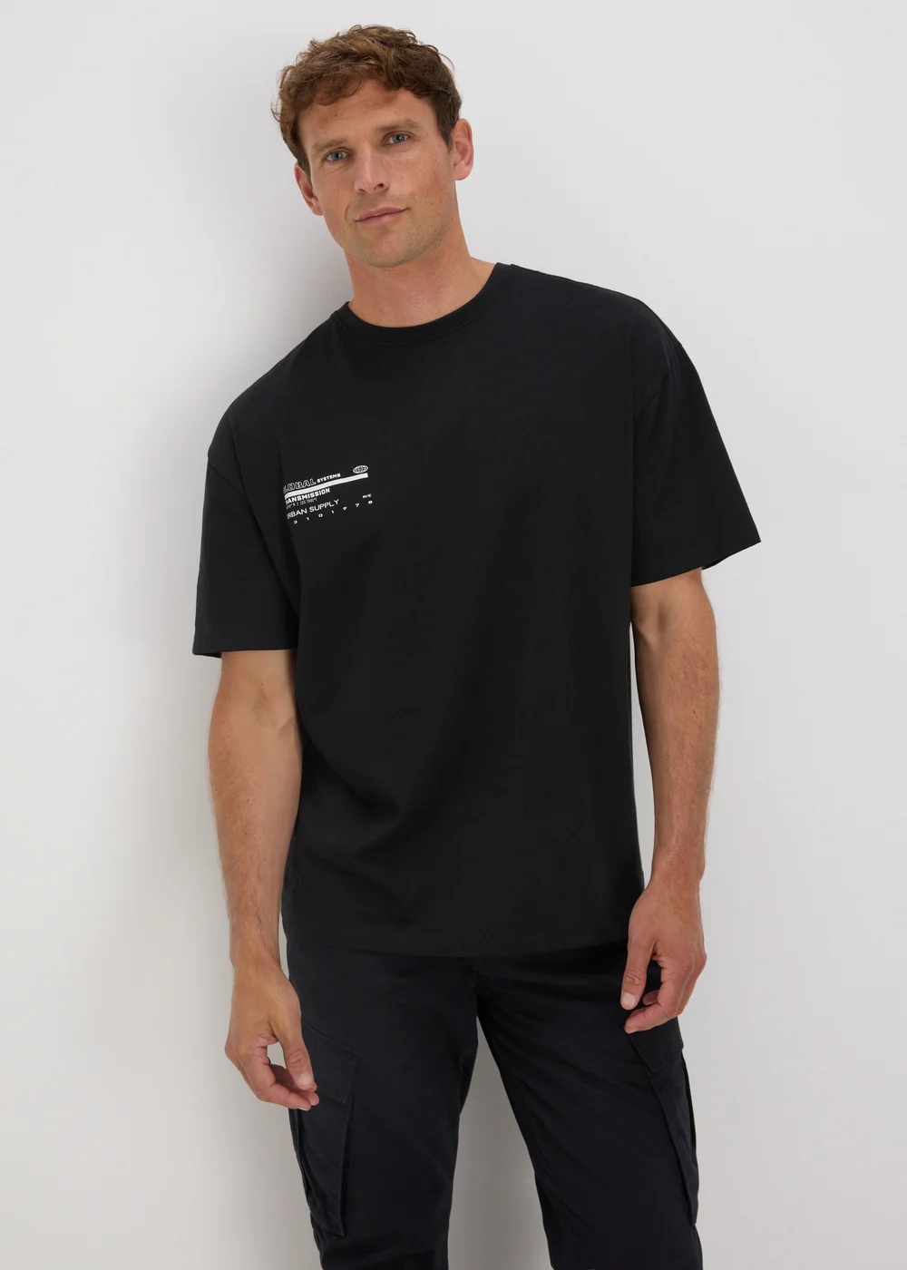 Black Digital Print T-Shirt - S Image 1