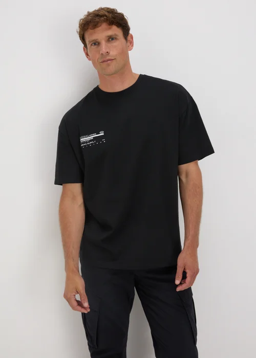 Black Digital Print T-Shirt - S Image 1