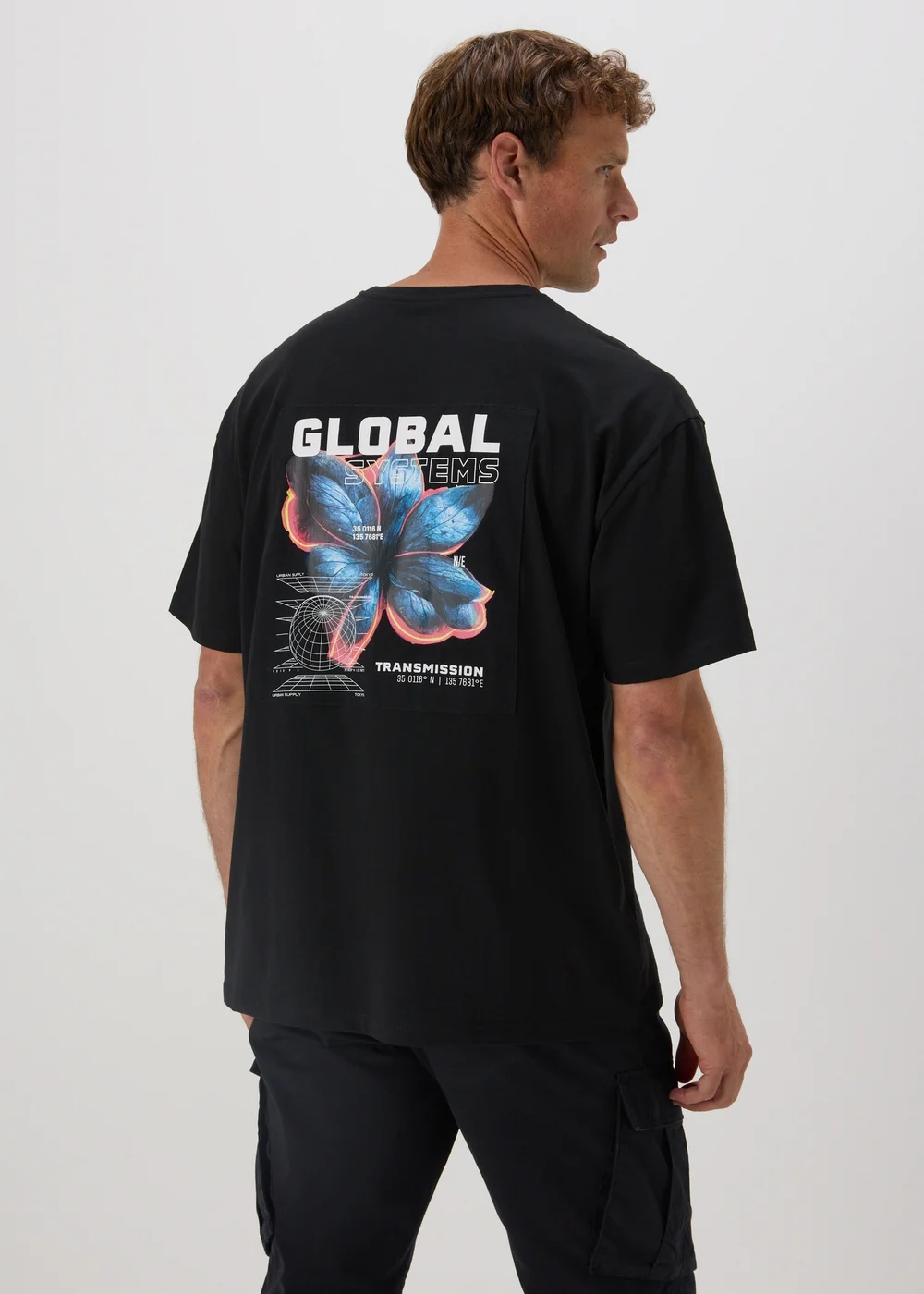 Black Digital Print T-Shirt - S Image 2
