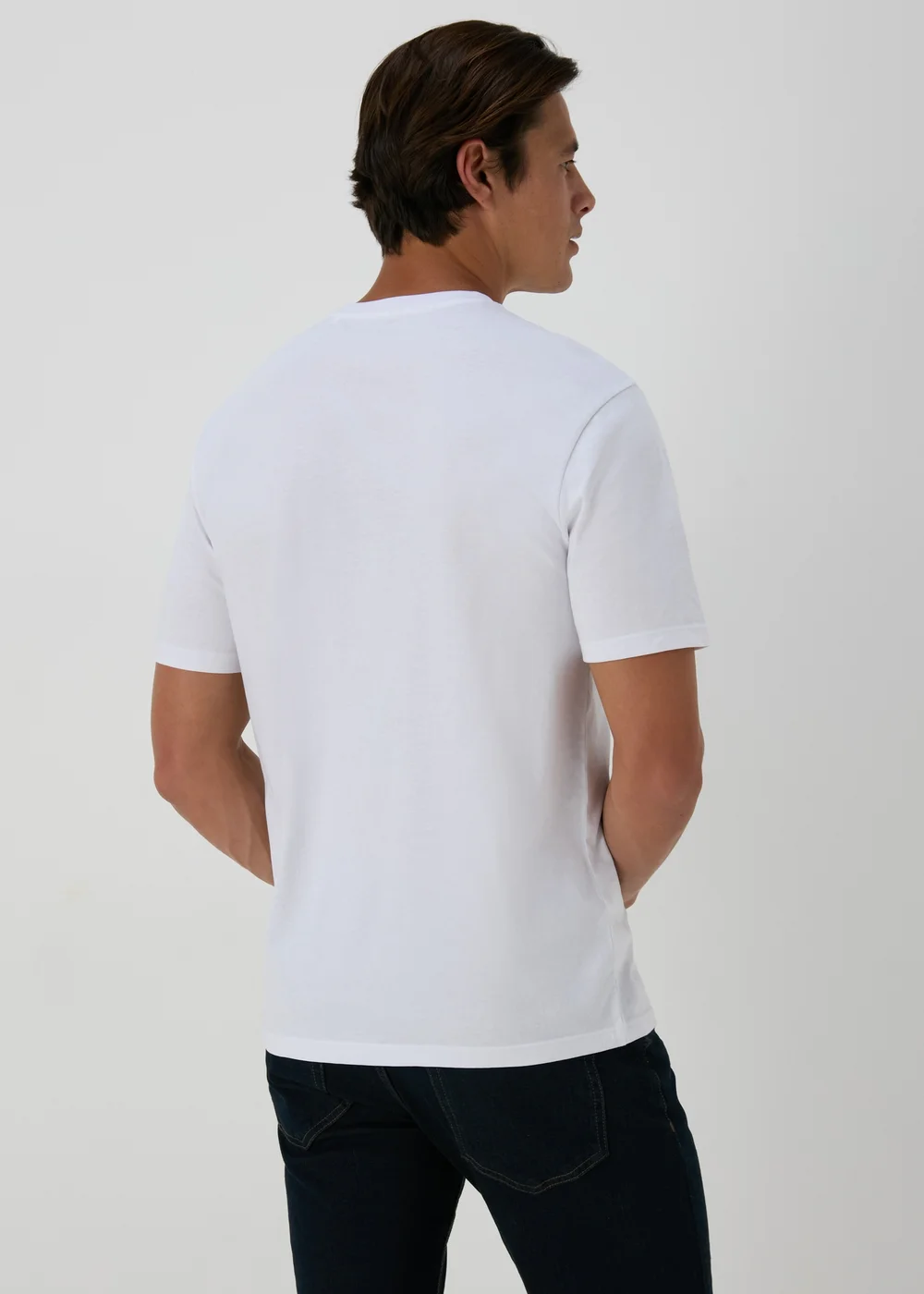 3 Pack White Grey & Stone Plain T-Shirts - S Image 2