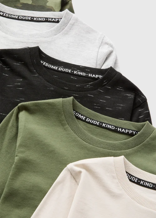 5 Pack Boys Green Camouflage T-Shirts (1-7yrs) - 1-1.5 Yrs Image 2