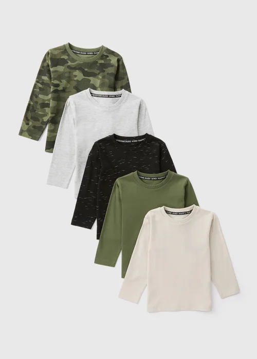 5 Pack Boys Green Camouflage T-Shirts (1-7yrs) - 1-1.5 Yrs Image 1