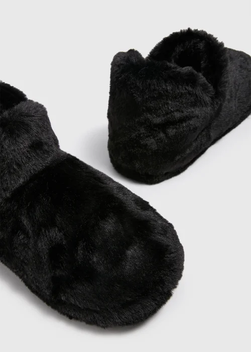 Black Fur Boot Slippers - Small Image 2