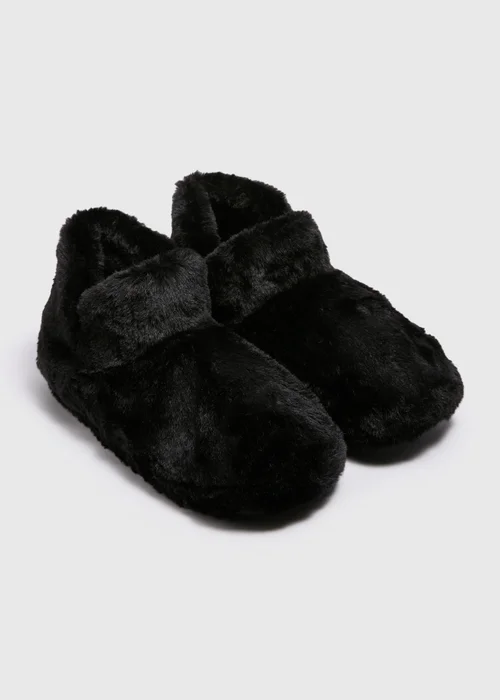 Black Fur Boot Slippers - Small Image 1