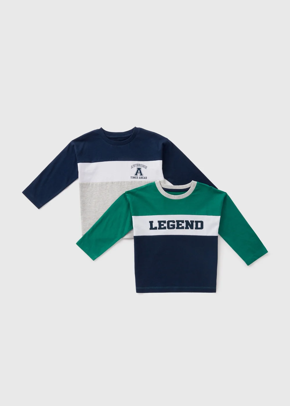 2 Pack Boys Navy Varsity T-Shirts (1-7yrs) - 1-1.5 Yrs Image 1