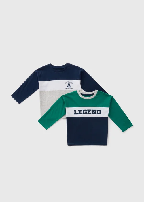 2 Pack Boys Navy Varsity T-Shirts (1-7yrs) - 1-1.5 Yrs Image 1