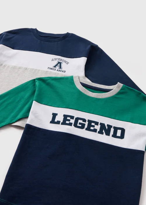 2 Pack Boys Navy Varsity T-Shirts (1-7yrs) - 1-1.5 Yrs Image 2