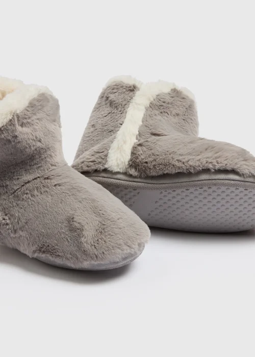 Grey Fur Slipper Boots - Small Image 2