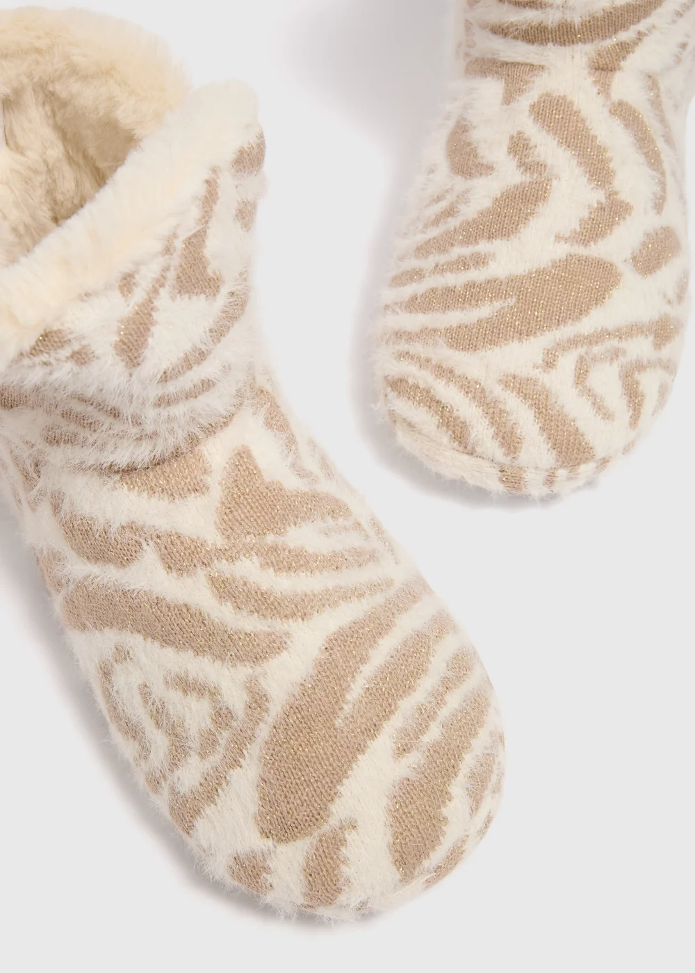 Cream Animal Trend Slipper Boot - Small Image 2
