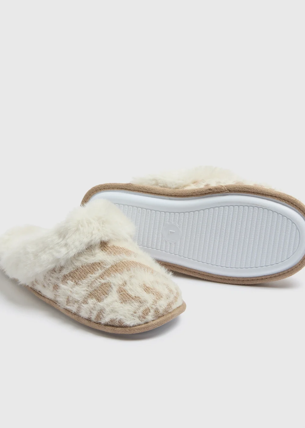 Cream Leopard Mule Slippers - Small Image 2