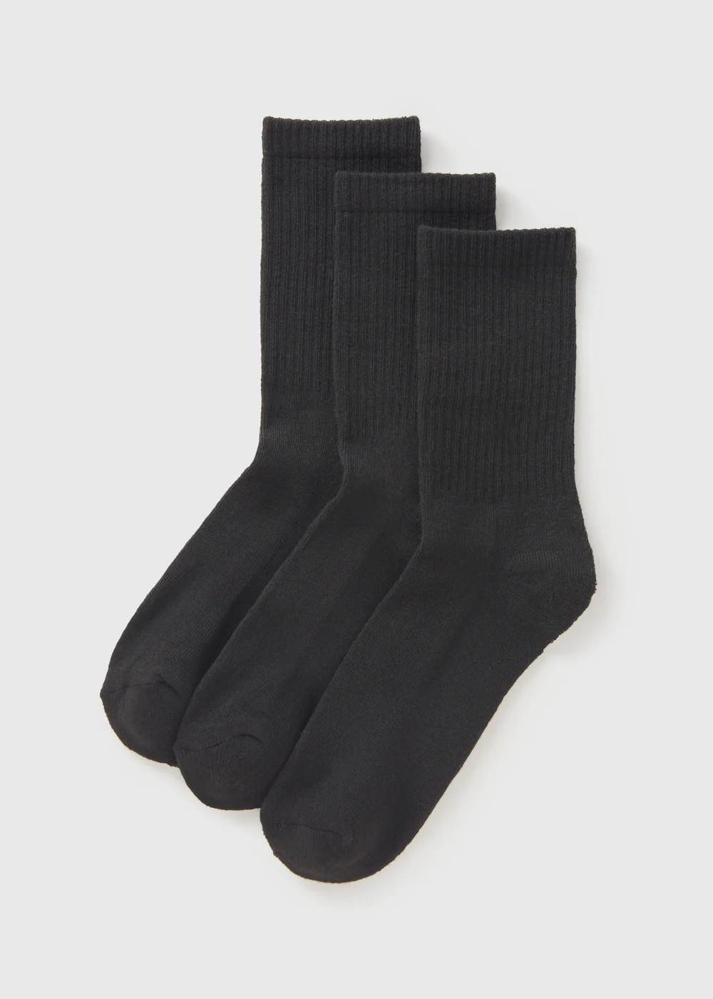 3 Pack Black Sports Crew Socks - One Size Image 1