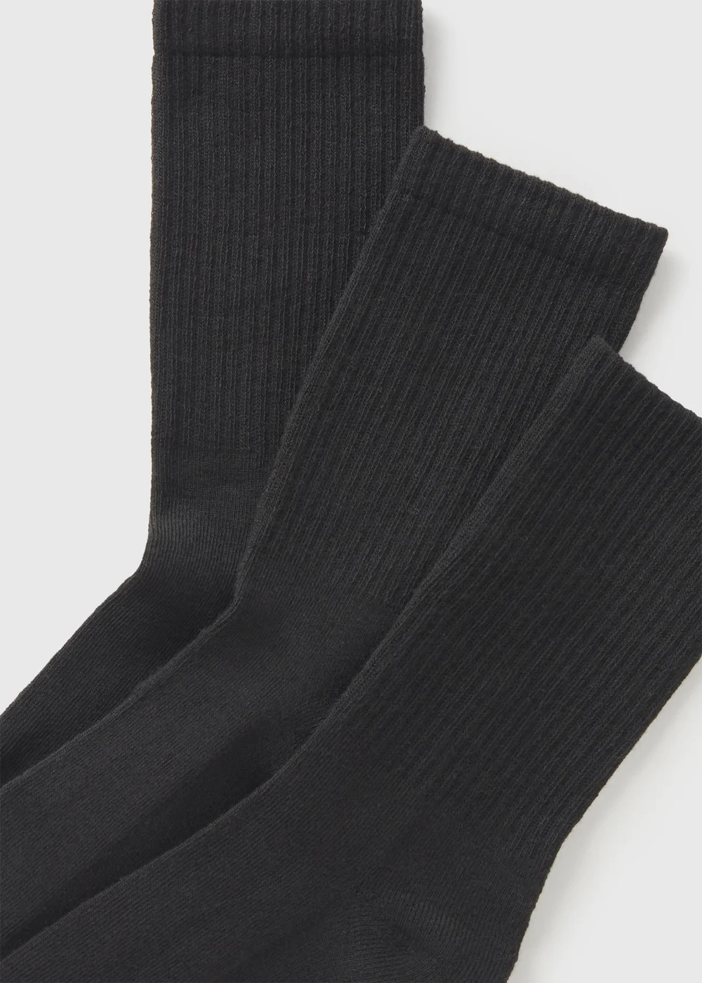 3 Pack Black Sports Crew Socks - One Size Image 2