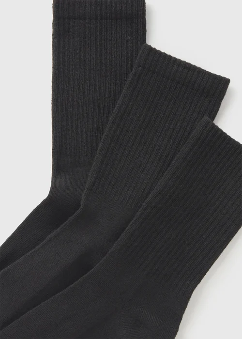 3 Pack Black Sports Crew Socks - One Size Image 2