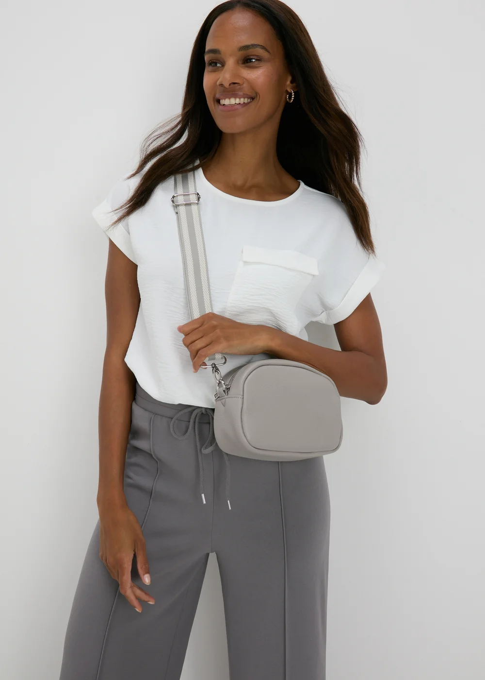 Grey PU Camera Bag - One Size Image 1