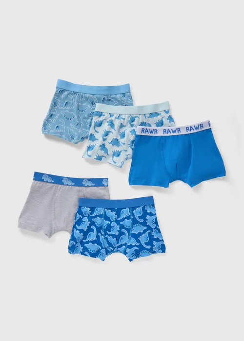 5 Pack Boys Blue Dinosaur Print Trunks (2-13yrs) - 2-3 Yrs Image 1