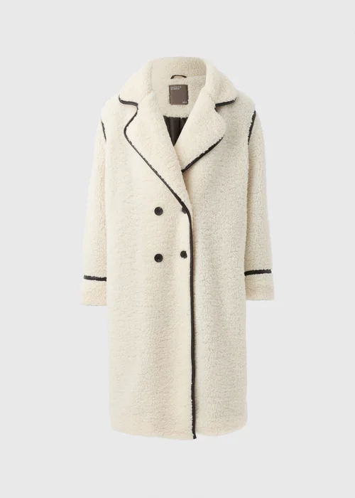 Cream Oversized Borg Tailored Coat - 8 Image 5