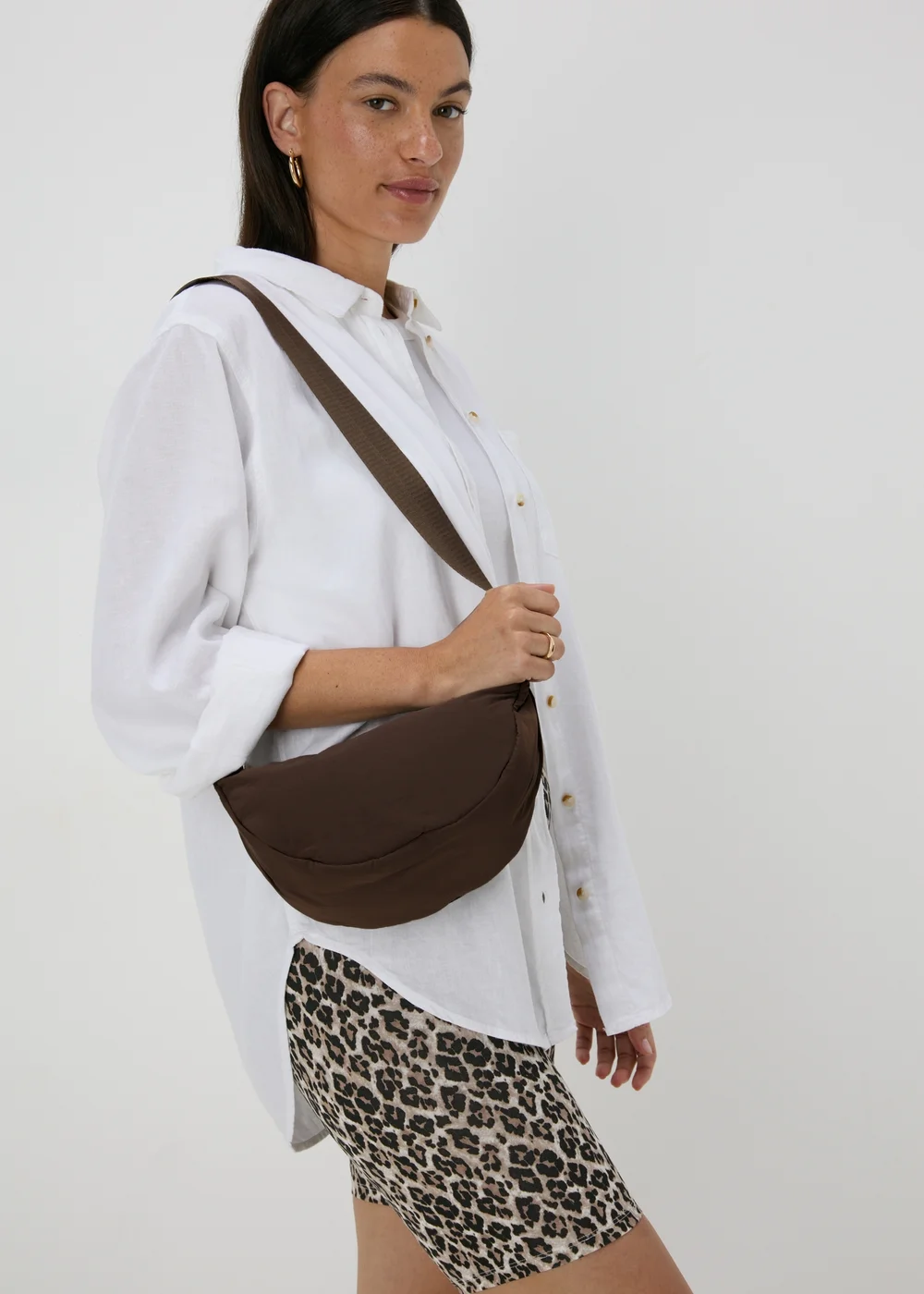 Brown Nylon Moon Bag - One Size Image 1