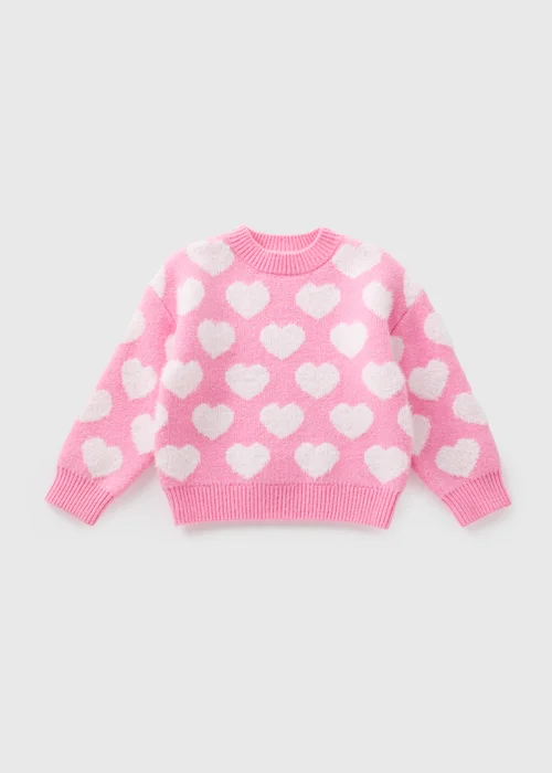 Girls Pink Heart Jumper (1-7yrs) - 1-1.5 Yrs Image 1