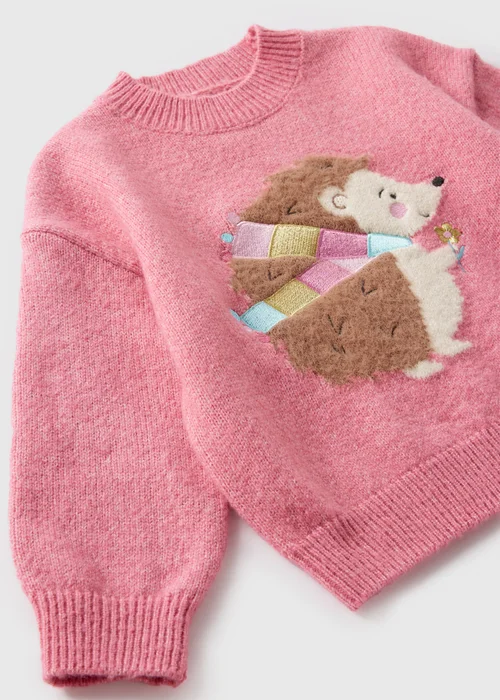 Girls Pink Hedgehog Knitted Jumper (1-7yrs) - 1-1.5 Yrs Image 2