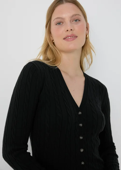 Black Cable Knit Cardigan - 8 Image 3