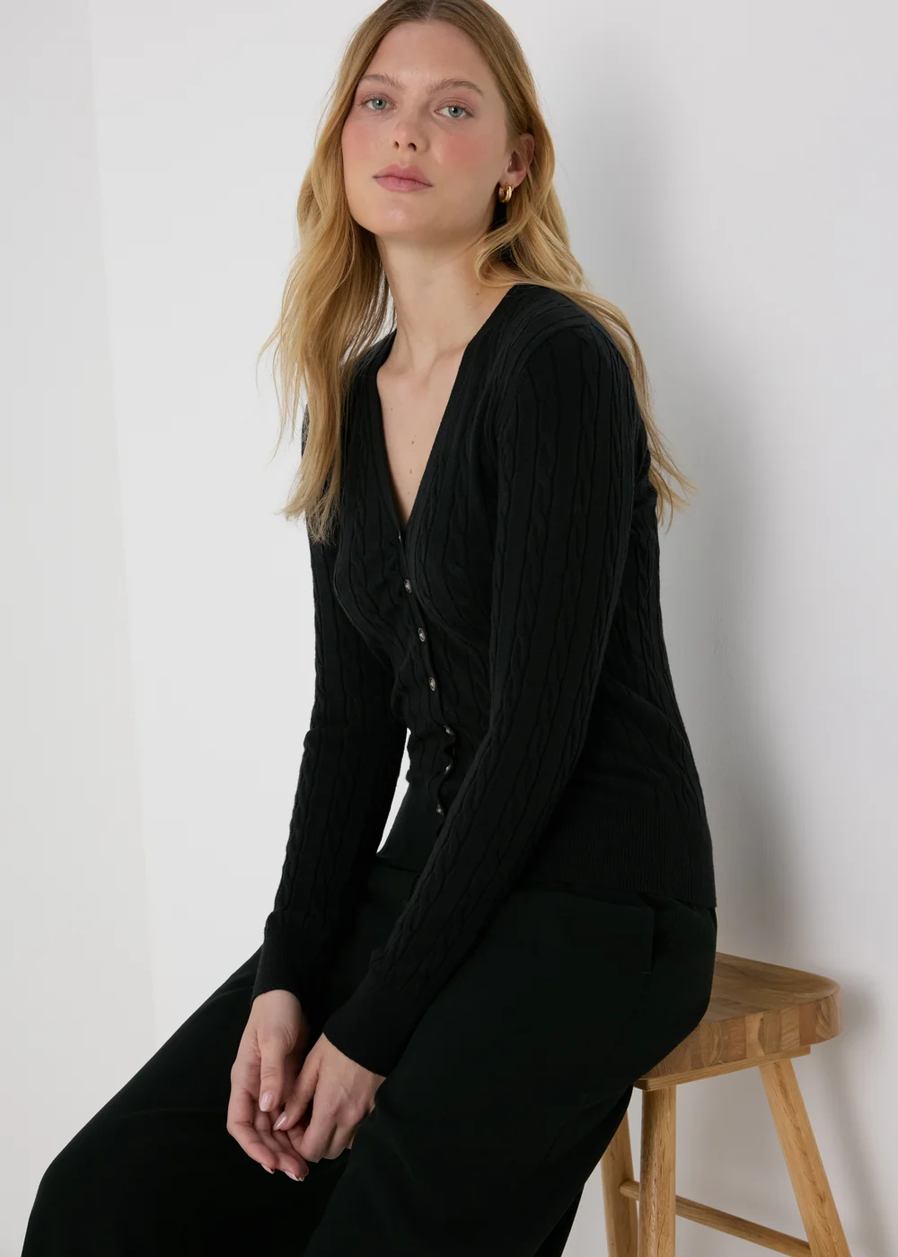 Black Cable Knit Cardigan - 8 Image 1