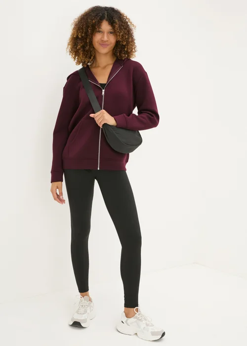 Souluxe Burgundy Scuba Hooded Zip Jacket - S Image 3