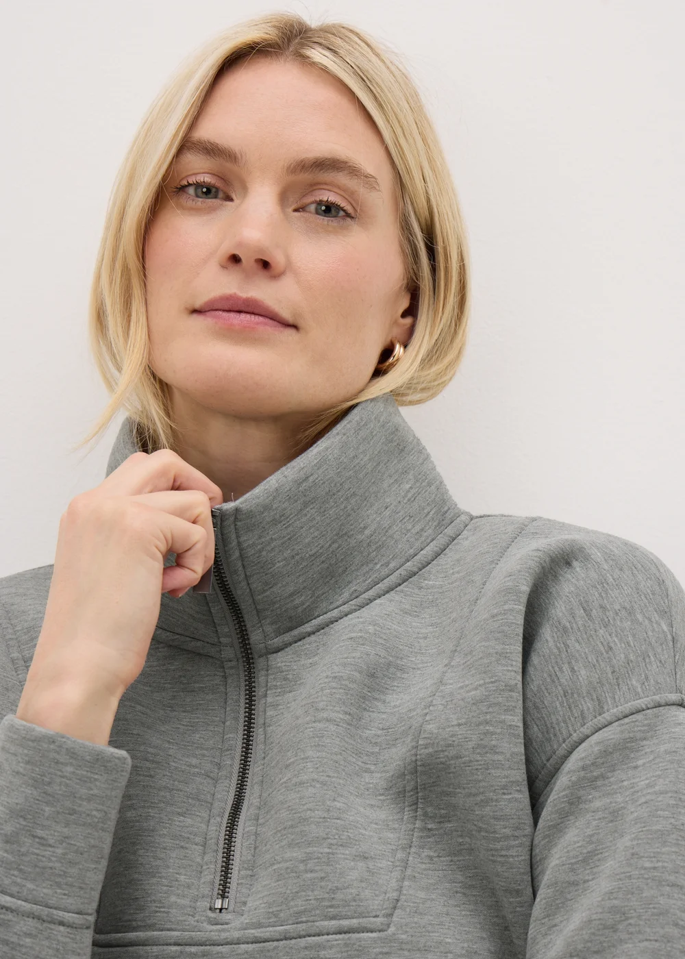 Souluxe Grey Scuba Half Zip Sweatshirt - S Image 3