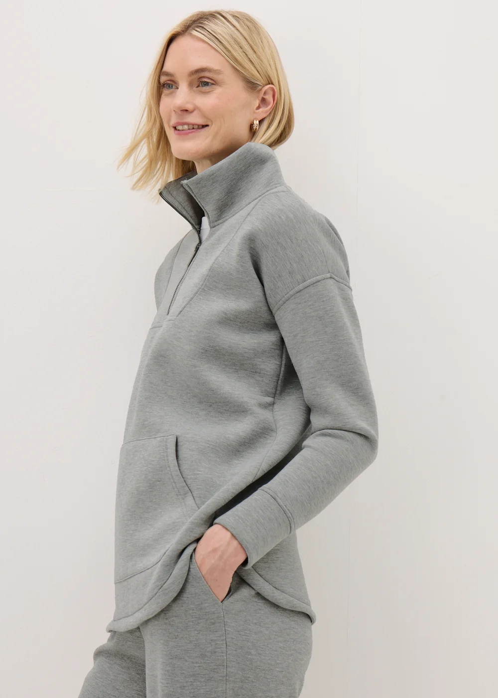 Souluxe Grey Scuba Half Zip Sweatshirt - S Image 1