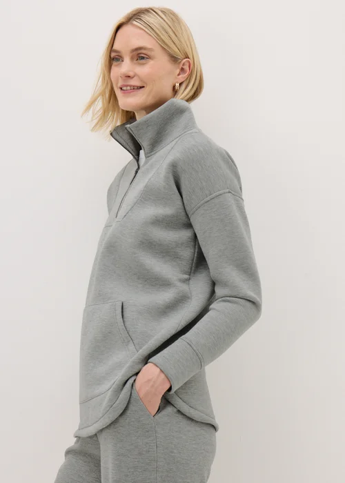 Souluxe Grey Scuba Half Zip Sweatshirt - S Image 1