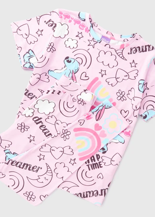 Disney Kids Pink Stitch Top & Bottoms Pyjama Set (4-12yrs) - Age 4 Years Image 2