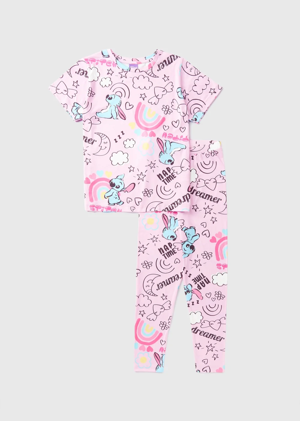 Disney Kids Pink Stitch Top & Bottoms Pyjama Set (4-12yrs) - Age 4 Years Image 1