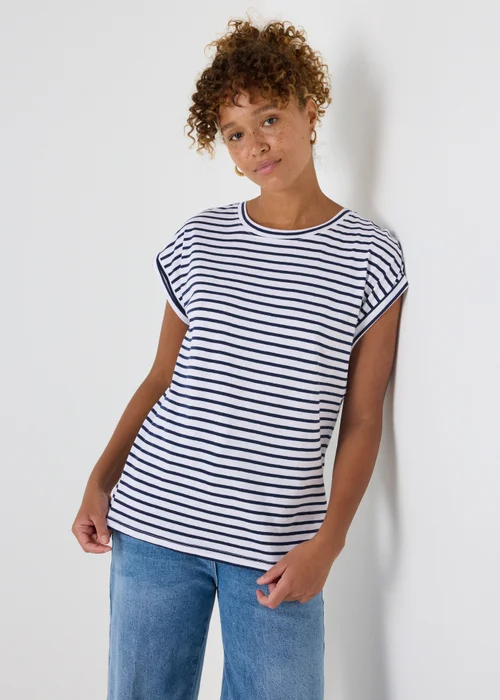 Navy Stripe Crew Neck T-Shirt - S Image 1