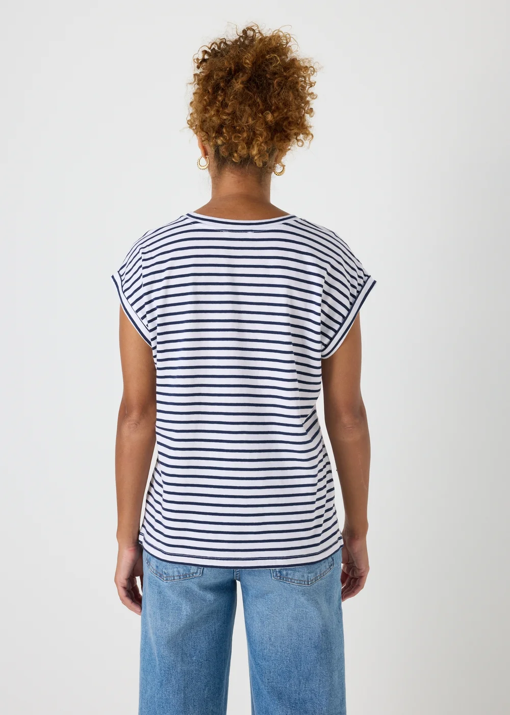 Navy Stripe Crew Neck T-Shirt - S Image 2
