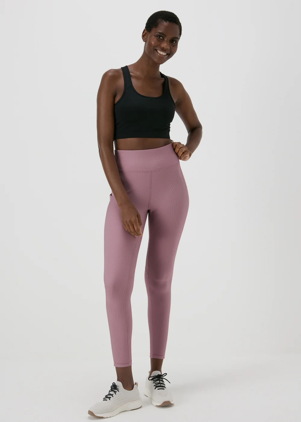 Souluxe Lilac Ribbed Sports Leggings - 8 Image 1