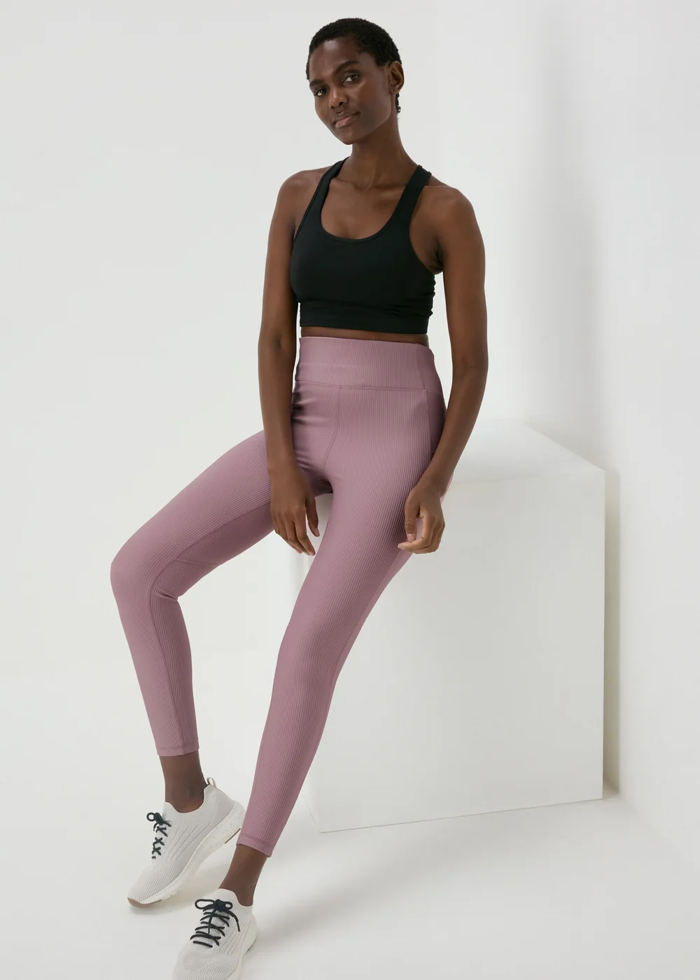 Souluxe Lilac Ribbed Sports Leggings - 8 Image 4