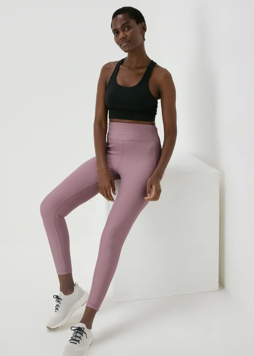 Souluxe Lilac Ribbed Sports Leggings - 8 Image 4