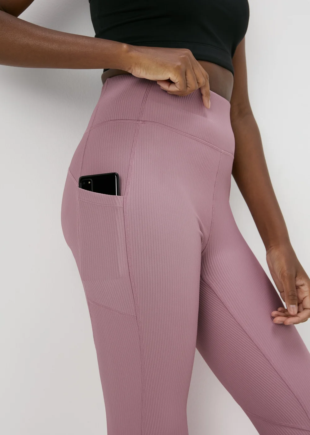 Souluxe Lilac Ribbed Sports Leggings - 8 Image 3