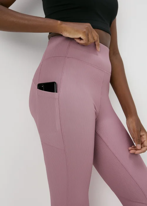 Souluxe Lilac Ribbed Sports Leggings - 8 Image 3