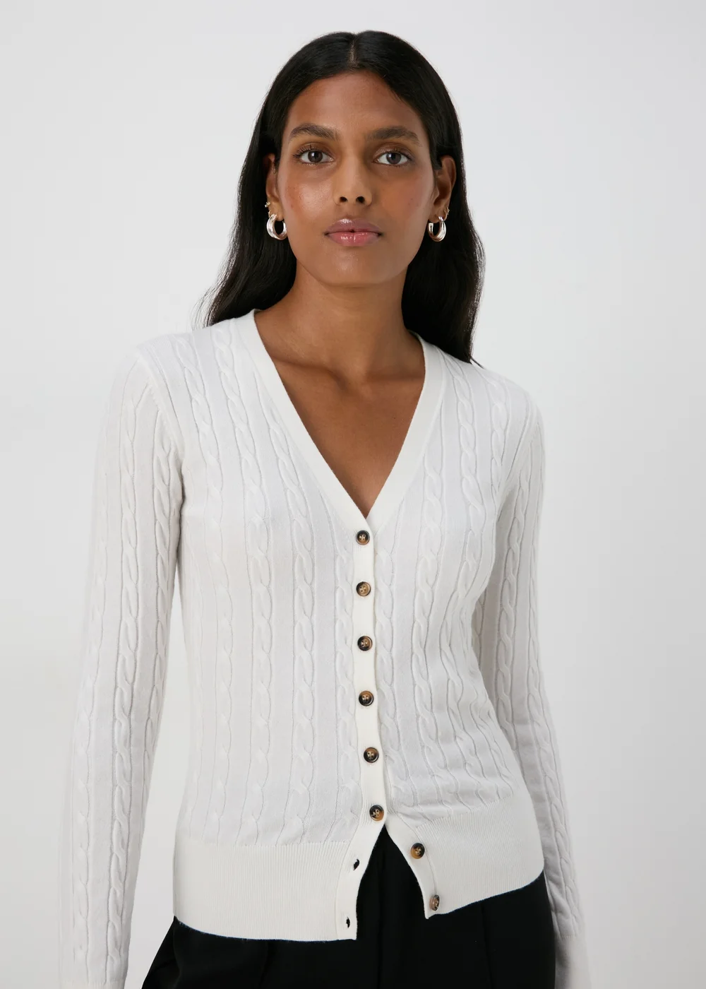 Cream Cable Knit Cardigan - 8 Image 3