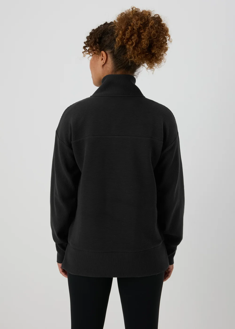 Souluxe Black Ribbed Half Zip Jumper - S Image 2