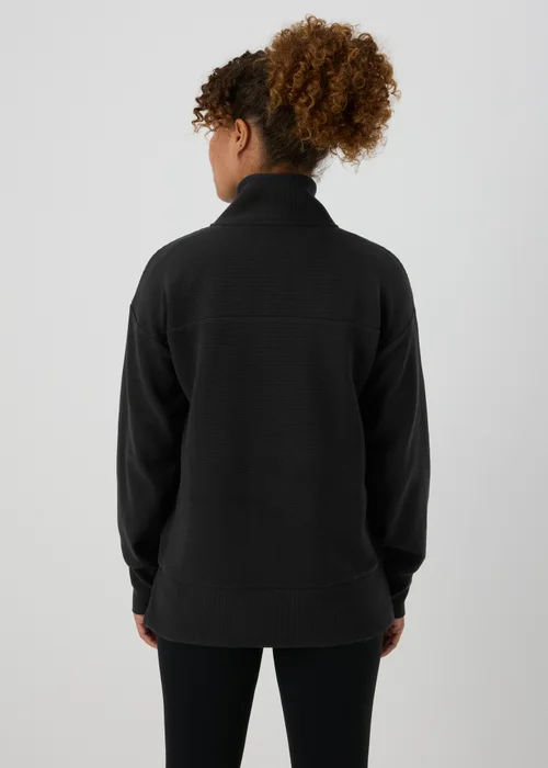Souluxe Black Ribbed Half Zip Jumper - S Image 2