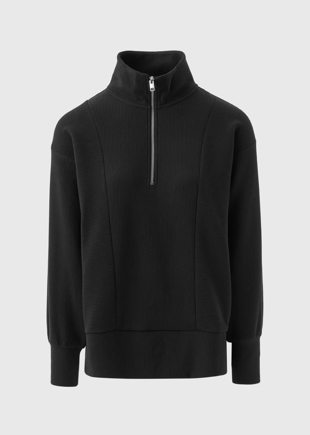 Souluxe Black Ribbed Half Zip Jumper - S Image 5