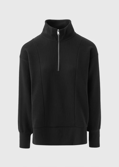 Souluxe Black Ribbed Half Zip Jumper - S Image 5