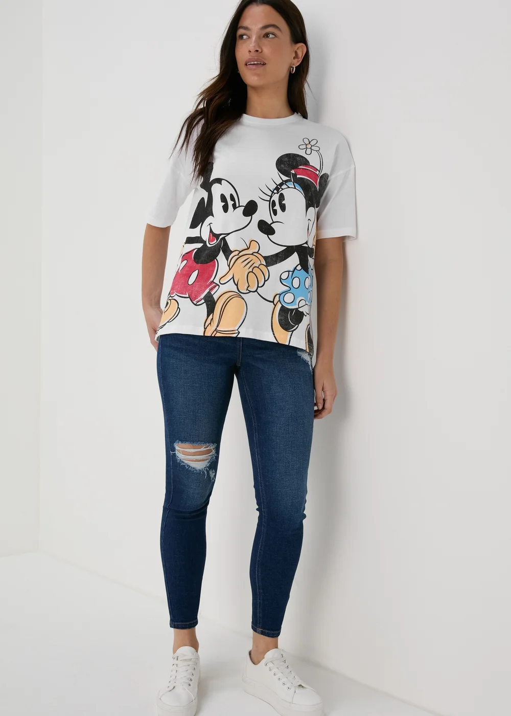 Disney White Mickey & Minnie Love T-Shirt - S Image 4