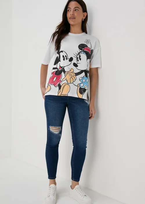 Disney White Mickey & Minnie Love T-Shirt - S Image 4