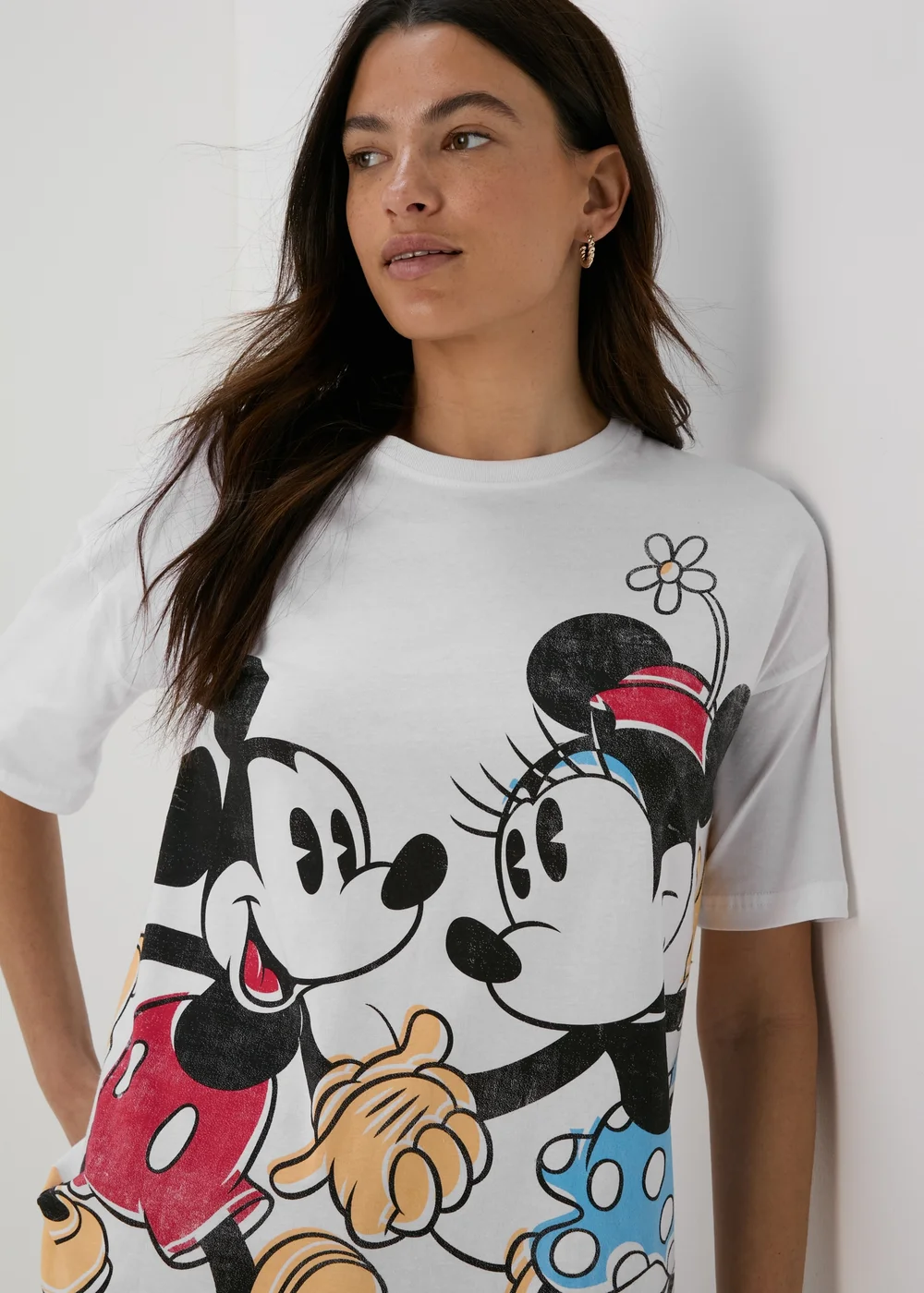 Disney White Mickey & Minnie Love T-Shirt - S Image 1