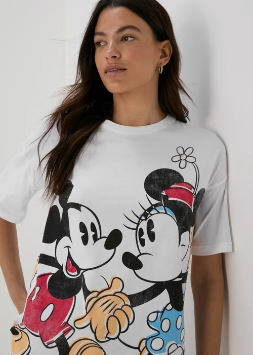 Disney White Mickey & Minnie Love T-Shirt - S Image 1