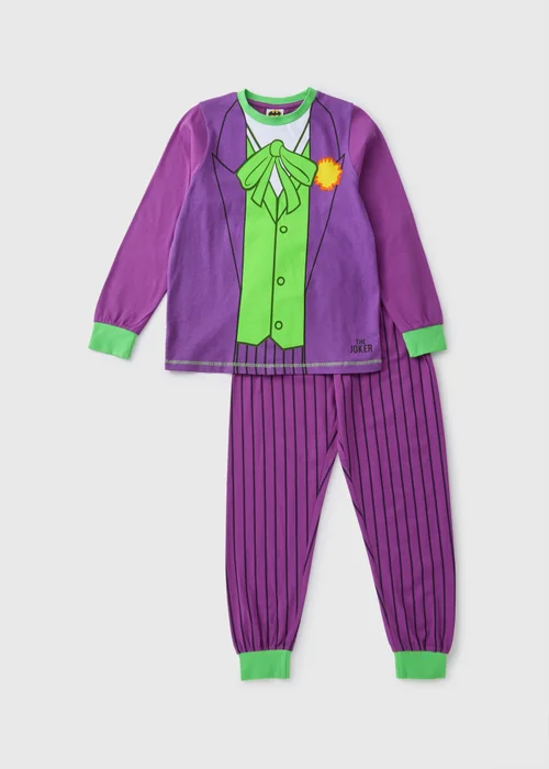 DC Comics Kids Purple Joker Top & Bottoms Pyjama Set (7-13yrs) - Age 7 Years Image 1